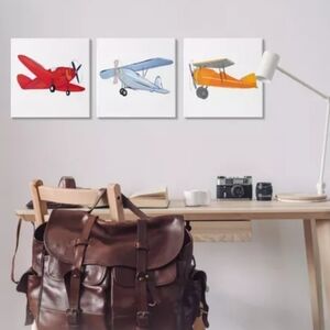 Stupell Industries Triple Colorful Airplanes Drawing, 14" x 1.5" X 11"